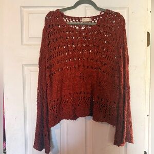 Altar'd State Terracotta Open-Knit Sweater
